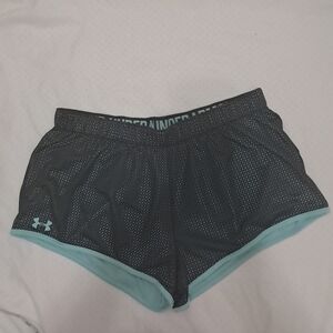 Under Armour Black and Blue Athletic Shorts 100% Polyester Size LG.